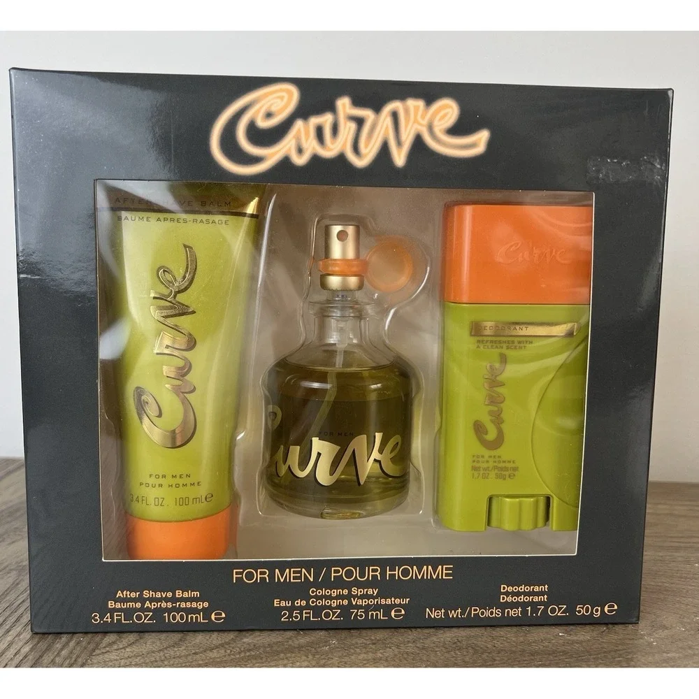 Curve By Liz Claiborne For Men Set: Cologne+ASB+Deo Stick (2.5+3.4+1.7)oz New